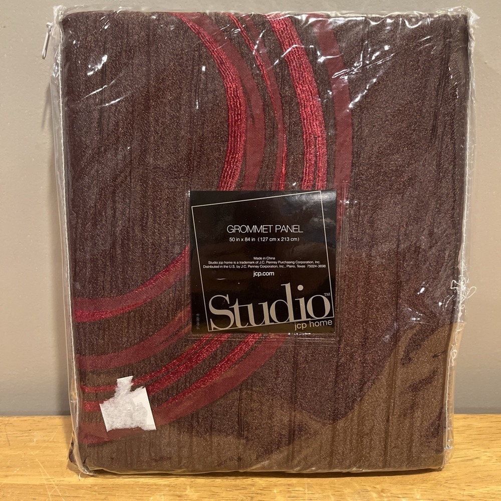 Studio JC‎ Penney Home Brown Sateen Geometric Choco Chip-rio Red Panel 50x84"